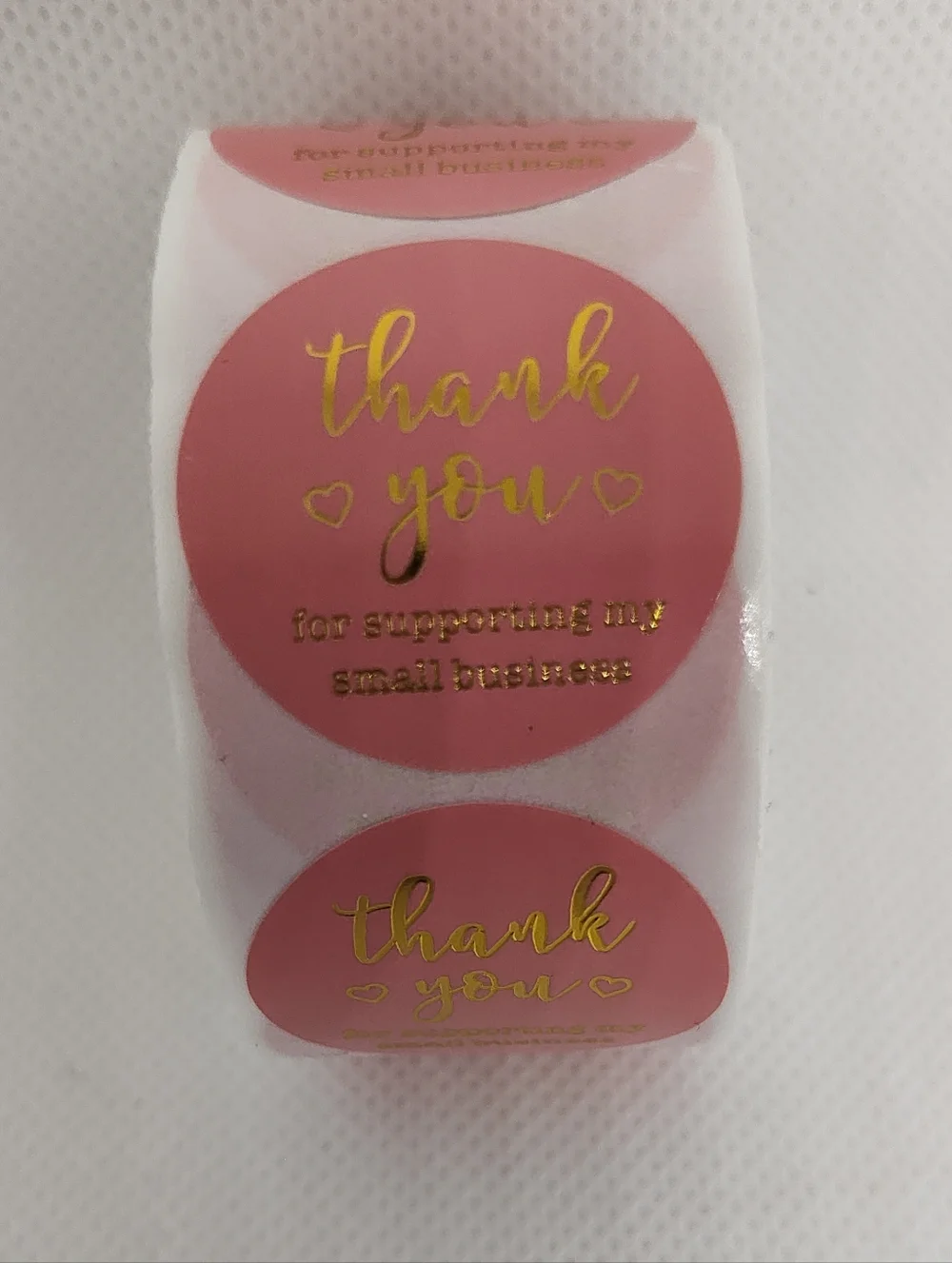 Source Unknown Pink Thank You Sticker Roll with Gold Text